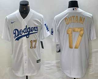 Men's Los Angeles Dodgers #17 Shohei Ohtani Number White Gold Stitched Cool Base Nike Jerseys,We sell and wholesale Men's Los Angeles Dodgers #17 Shohei Ohtani Number White Gold Stitched Cool Base Nike Jerseys on line form chian!